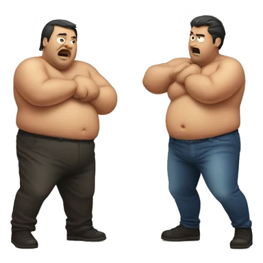 Two fat men fighting  sticker