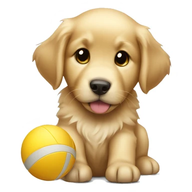 Golden retriever puppy holding a ball sticker