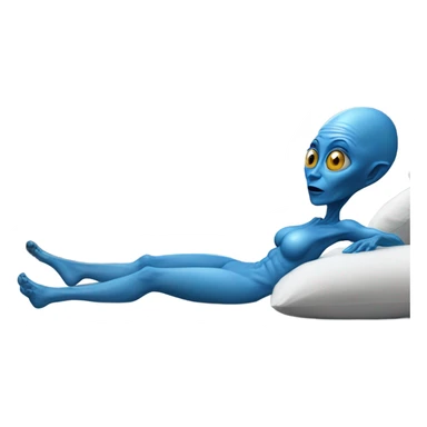 Blue alien woman laying on the bed sticker