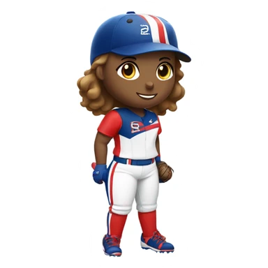 Softball player in red white blue uniform  sticker