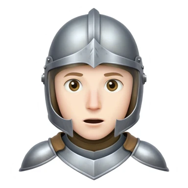 A knight  shocked with surprise his you can see his eye go throuth his helmet sticker