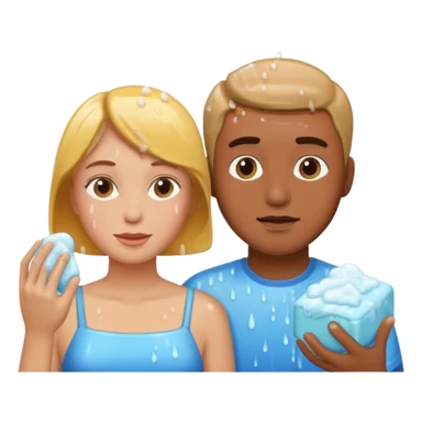 a woman and man showering sticker