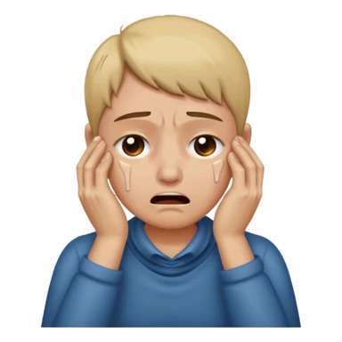 Emoji crying, holding hands to neck sticker