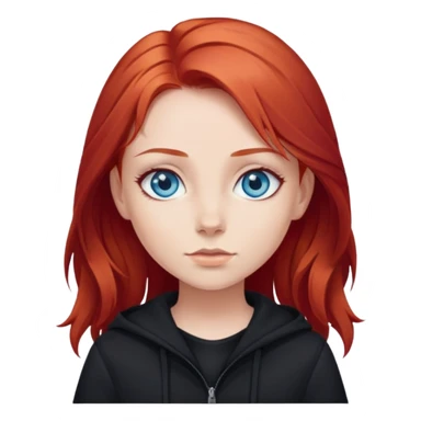 Girl with red hair, blue eyes and black clothes  sticker