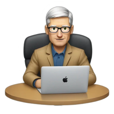 tim cook with macbook at office sticker
