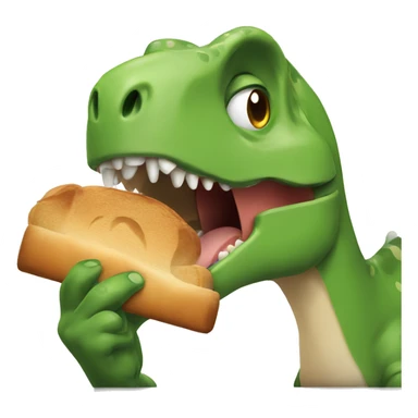 Dinosaur with a rabbit ears that is eating bread sticker