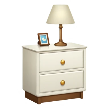 A cute and beautiful petite minimalistic neat Cupboard-commode-drawer-night-stand furniture with a night lamp on  sticker
