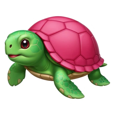 tortue cartoon verte avec joues rouge-rose, style kawaii, fond transparent. sticker