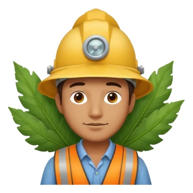 an surveyor man wearing a large leaf headgear sticker