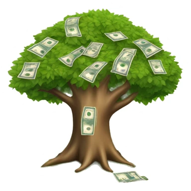 Arbre avec des billets de 100€ au milieu des feuilles sticker