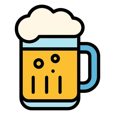 beer mug color icon with handle and bubbles sticker