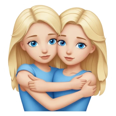 Two blonde girls with blue eyes hug sticker