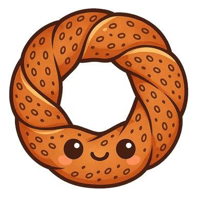 a simit, the Turkish sesame bagel, cute cartoon style, adorable and colorful sticker