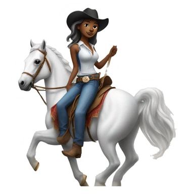 Woman with a cowboy hat and american flag riding White horse sticker