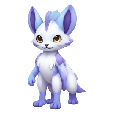 Cute cool white blue purple animal hybrid Fakemon full body sticker