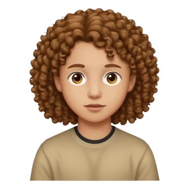 adolescent au visage impassible. Cheveux chatains frisés sticker