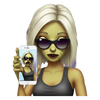Zombie Girl in sunglasses makes a selfie with her phone  sticker