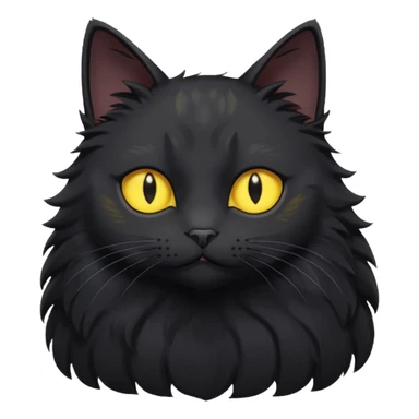 create an image of a black cat with yellow eyes and a white spot on its chest in ghibi style sticker