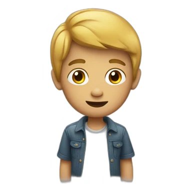 A boy with mobile phone sticker