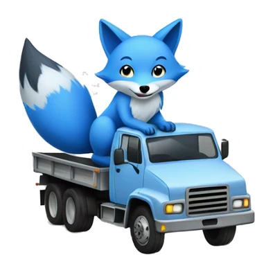 blue fox sits on a truck driving on the road sticker