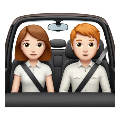 Two mouses, one girl with brunette long hair and one ginger short hair boy, boy drive a white ford focus card sticker