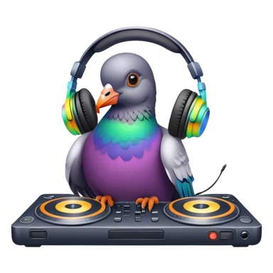 Psychedelic pigeon as dj  sticker