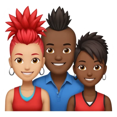 Black man with mohawk with two women one black one Chinese  sticker