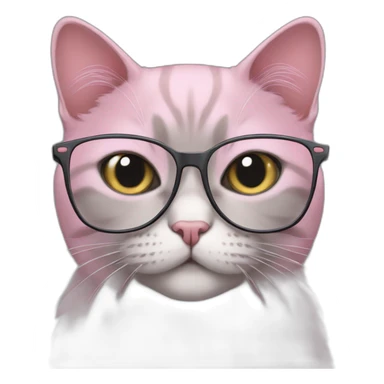 pink/gray british cat with glasses and the laptop sticker