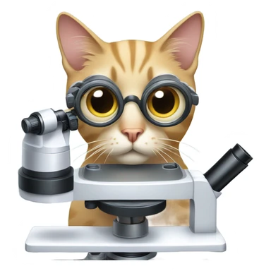 cat using a microscope sticker
