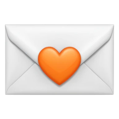 white envelop with small orange heart inside sticker