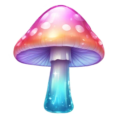 Sparkly glossy Pastel  glass crystal mushroom sticker