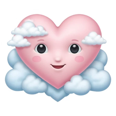 Pastel pink heart with a cloud sticker