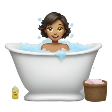 Brunette Woman taking a bubble bath sticker