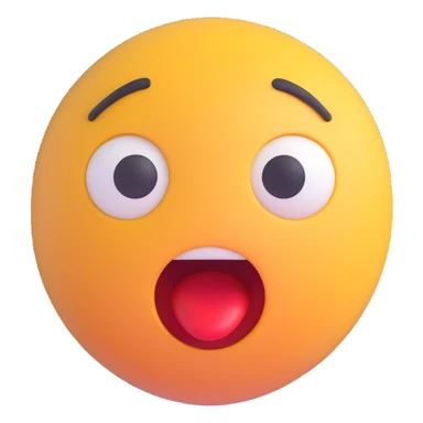Shocked emoji in 3D style with a surprised expression, variant 4, no background, transparent background. sticker