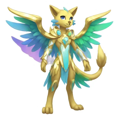 Anthro Sona Colorful Godly Celestial Shiny Fakemon Full Body sticker