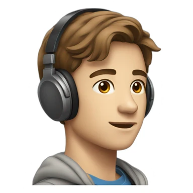 A 19 years Old boy with brown hair wearing headphones sticker