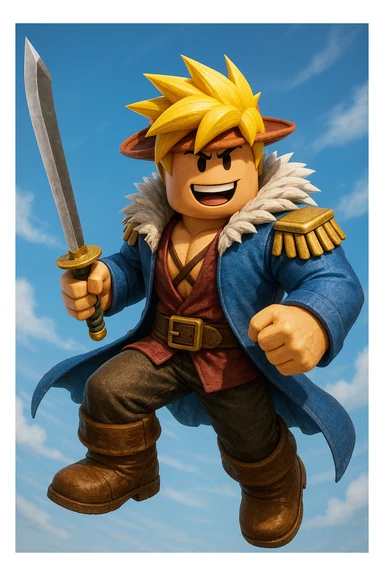 Roblox Blox Fruit character, authentic Roblox style, not chibi, detailed digital art sticker