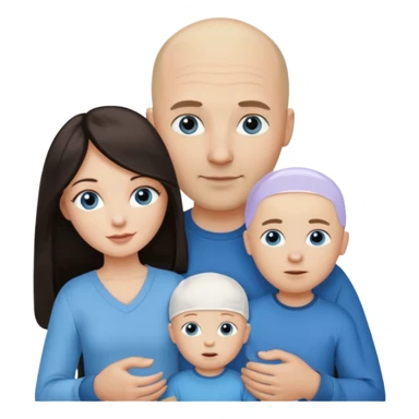 Eigene Familienbild - 3 Personen, Frau dunkle lange Haare,  Mann Glatze und blaue Augen, ein kind von 2 Jahren und blond und dunkle Augen  sticker