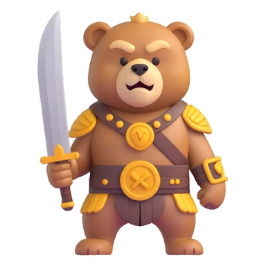 oso guerrero, warrior bear, 3D emoji style, fierce and strong sticker