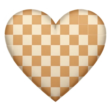 Checkered heart tan and white sticker