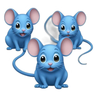 Three blue mice with tails sticker