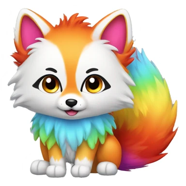 colorful rainbow fox fluffy sticker
