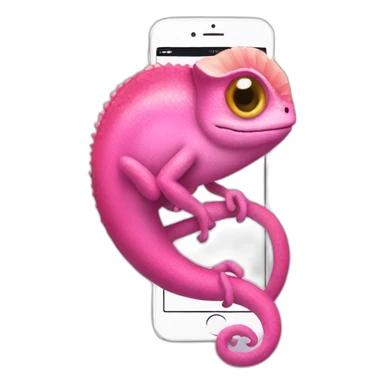 pink Chameleon with an iPhone sticker