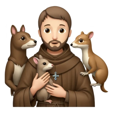 Saint Francis of Assisi cartoon modern type with animal to be used as an AI crfreation in HeyGen.com sticker