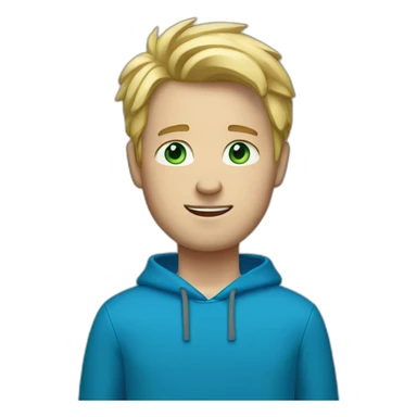 white guy with blue pants and a green hoodie with blonde hair and blue eyes sticker