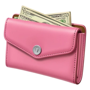 pink wallet with money sticker