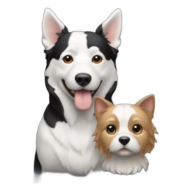 Chien noir et blanc avec un chat sticker