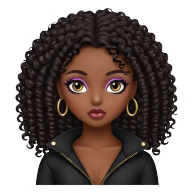 african beauty standard, dark curly hair, pretty makeup, pretty bratz baddie, black eyeliner sticker