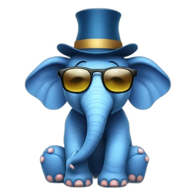 blue elephant wearing glasses and hat sticker