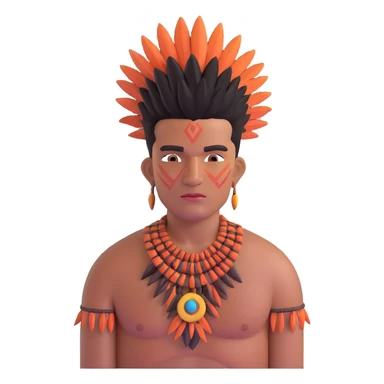 indigenous man with black mohawk hairstyle and reddish-copper skin tone, with Dois Irmãos Mountain (Two Brothers Mountain) of Rio de Janeiro in the background sticker